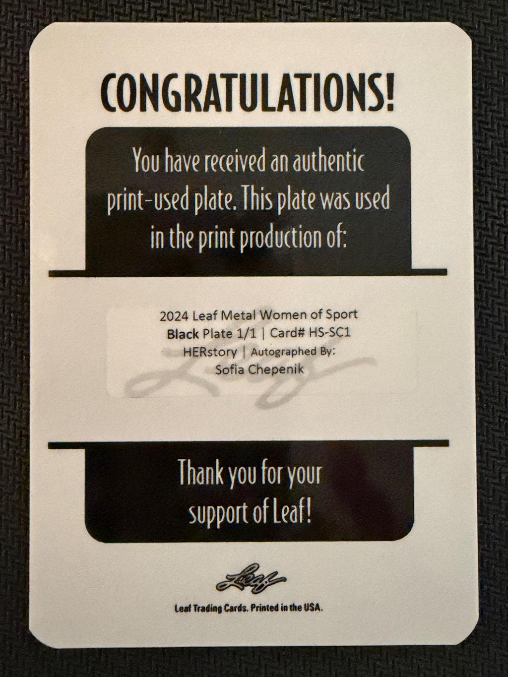 Sophia Chepenik 2025 Leaf WOM Clemson Printing Plate Auto 1/1 #HS-SC1
