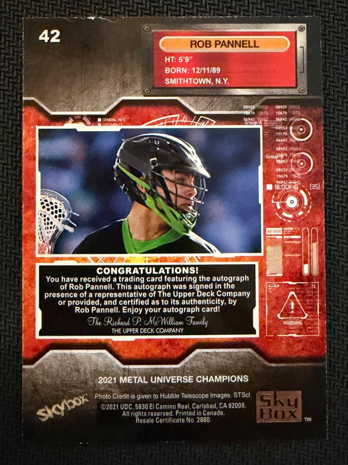 Rob Pannell 2021 SkyBox Metal Universe Champions Base Silver Autographs #42