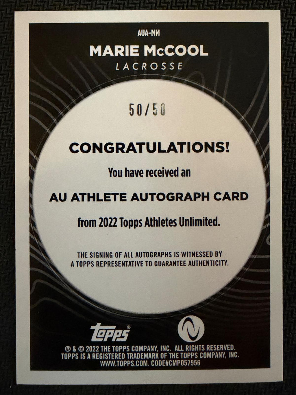 Marie McCool 2022 Topp Athletes Unlimited Rainbow Foil Auto 50/50 #AUA-MM