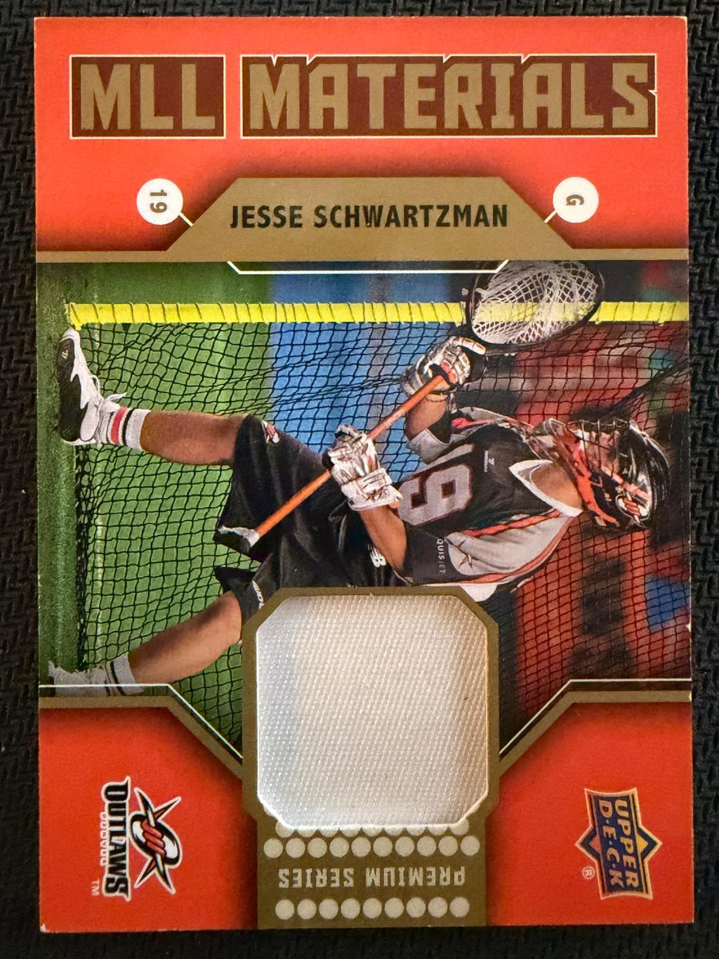 Jesse Schwartzman 2011 Upper Deck MLL Materials Denver Outlaws Premium #M-JS