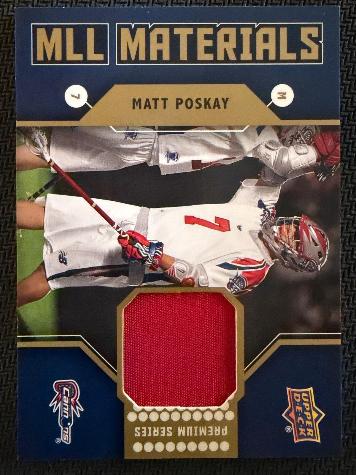 Matt Poskay 2011 Upper Deck MLL Materials Boston Cannons Premium Series #M-MP
