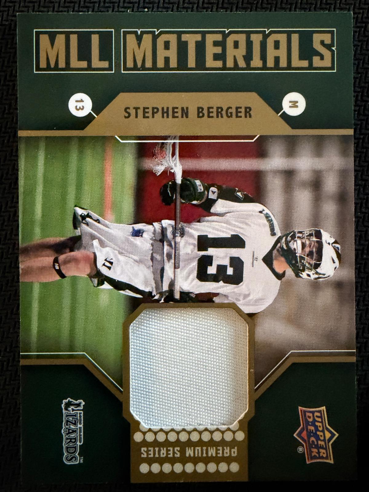 Stephen Berger 2011 Upper Deck MLL Materials Long Island Lizards Premium #M-SB
