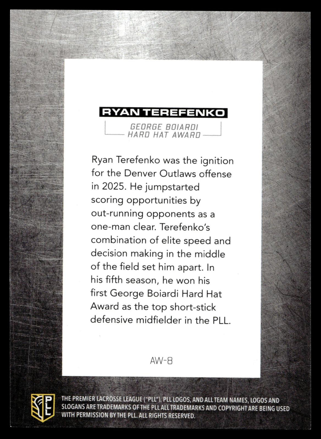 Ryan Terefenko 2026 PLL Fieldside II Denver Outlaws Blue 41/99 #AW-8