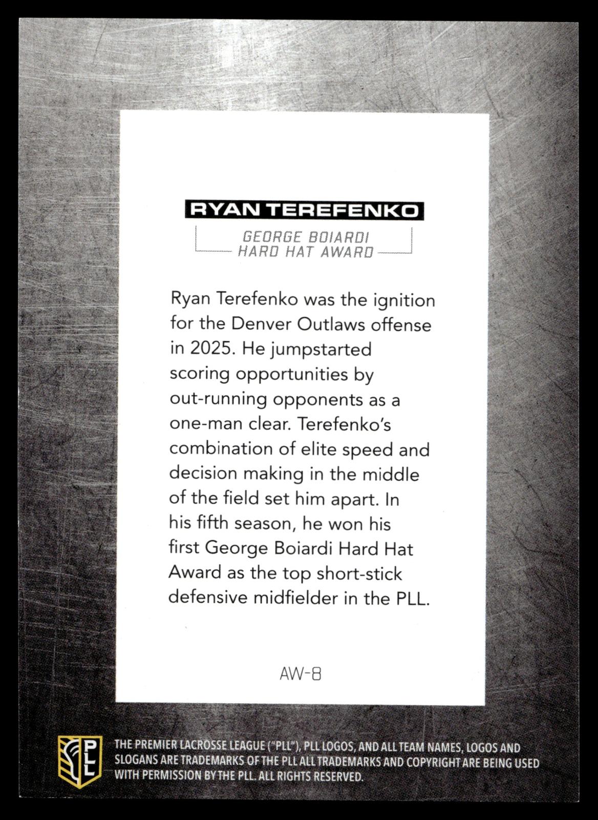 Ryan Terefenko 2026 PLL Fieldside II Denver Outlaws Blue 41/99 #AW-8