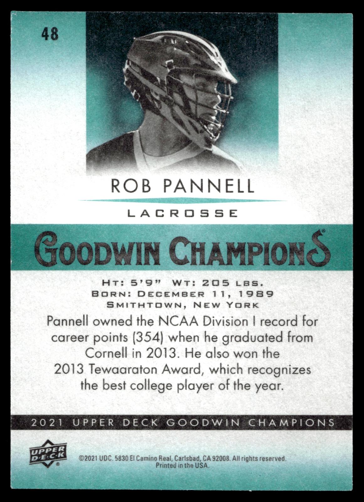 Rob Pannell 2021 Upper Deck Goodwin Champions Turquoise #48
