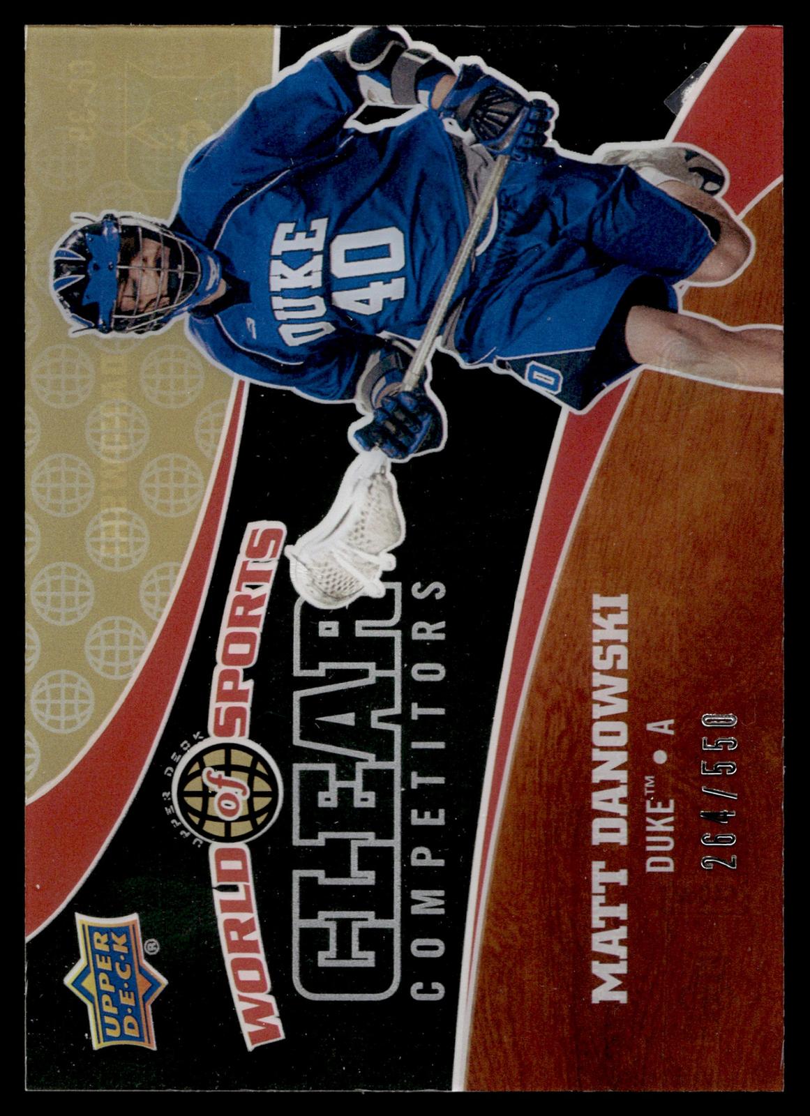 Matt Danowski 2010 UD World of Sports Duke Blue Devils Clear Competitors #CC-39