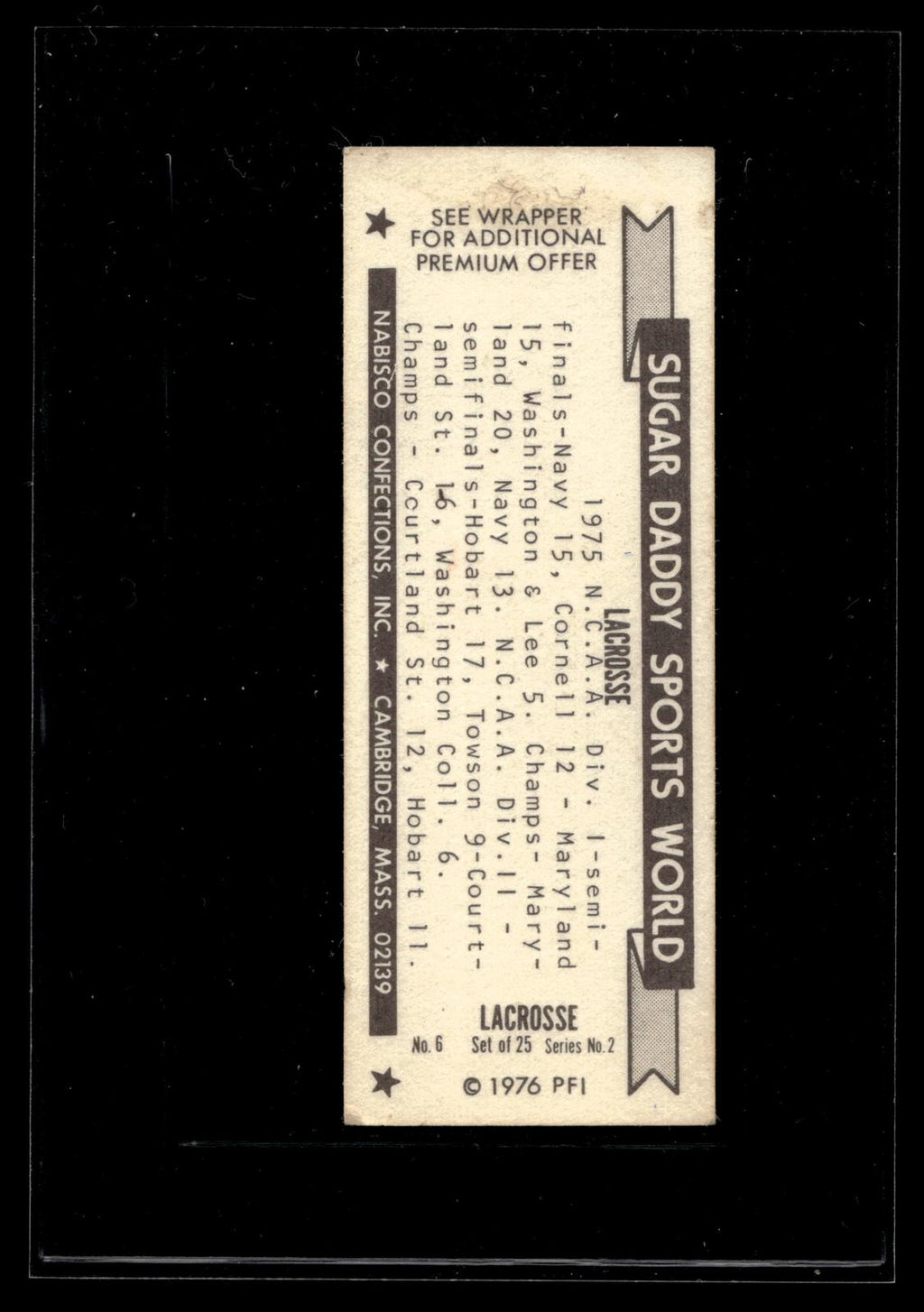 1976 Lacrosse Nabisco Confections – Sugar Daddy Sports World #6