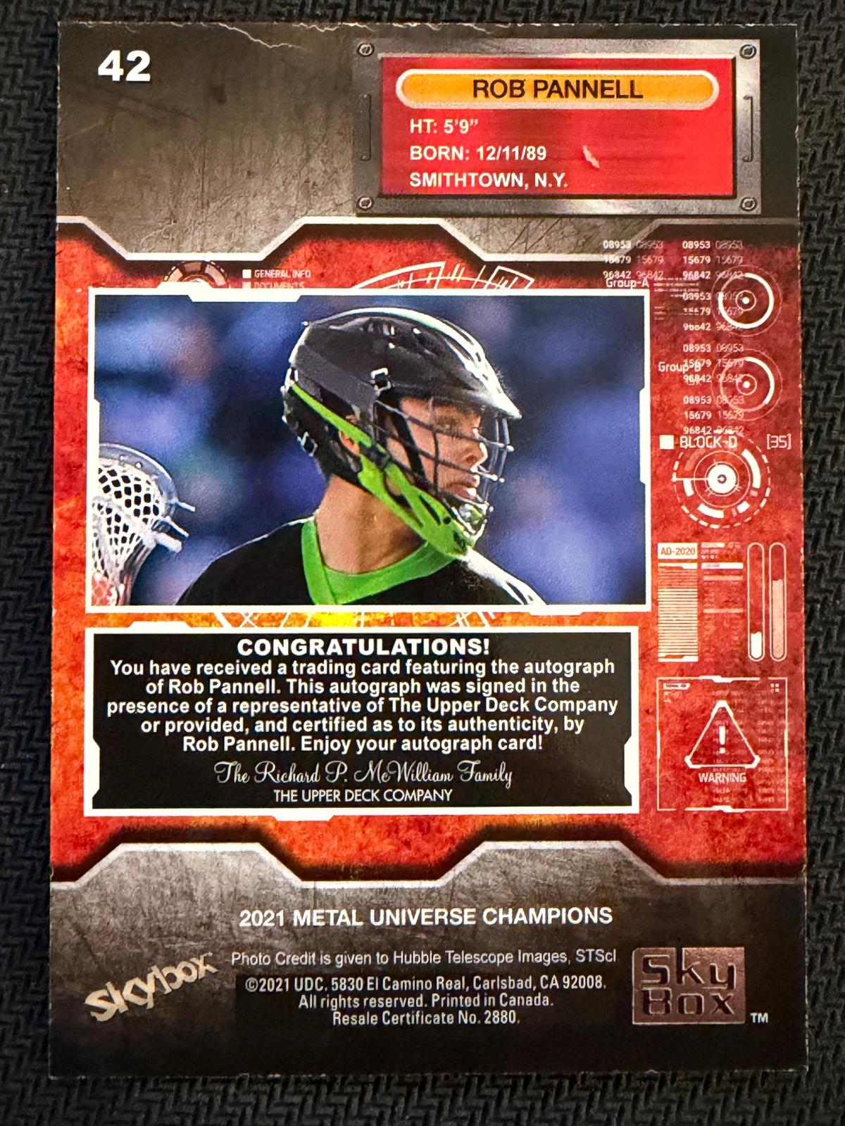 Rob Pannell 2021 SkyBox Metal Universe Champions Base Silver Autographs #42
