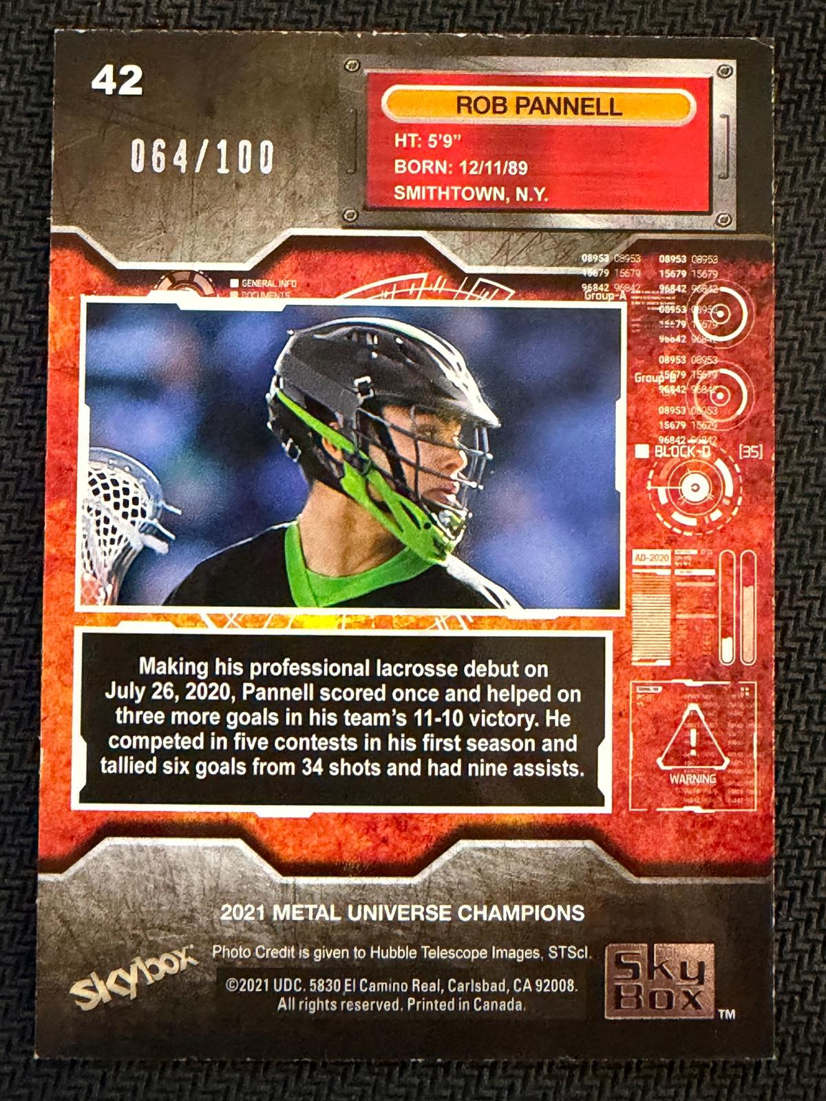 Rob Pannell 2021 SkyBox Metal Universe Precious Metal Gems Orange 064/100 #42