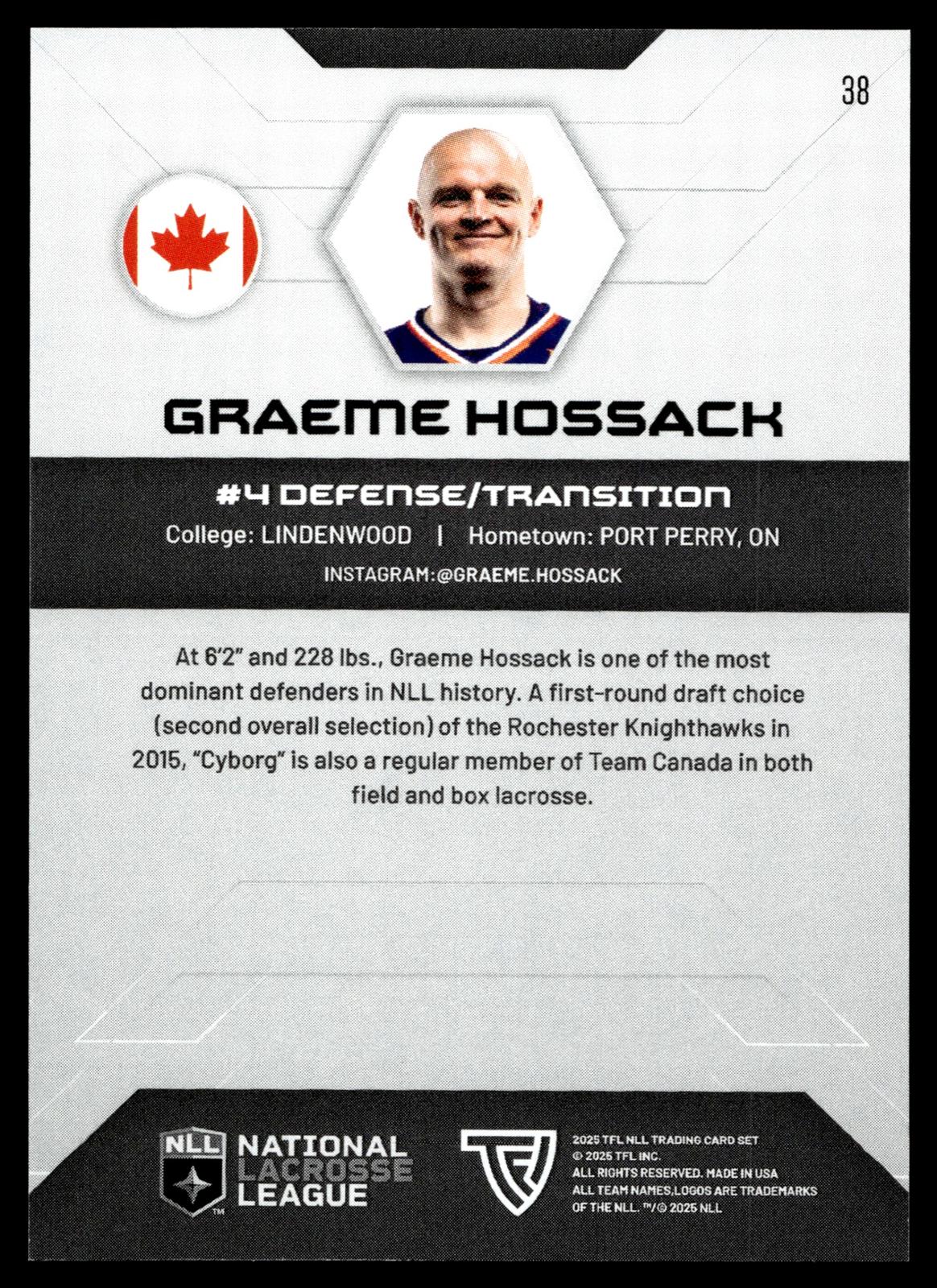 Graeme Hossack 2025 TFL NLL Halifax Thunderbirds #38