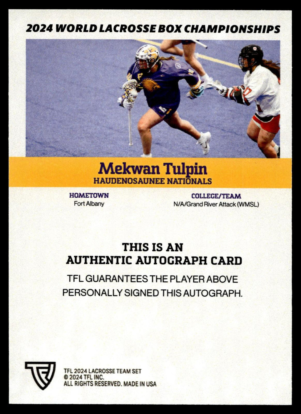 Mekwan Tulpin 2024 TFL WBLC Team Haudenosuanee Base Auto