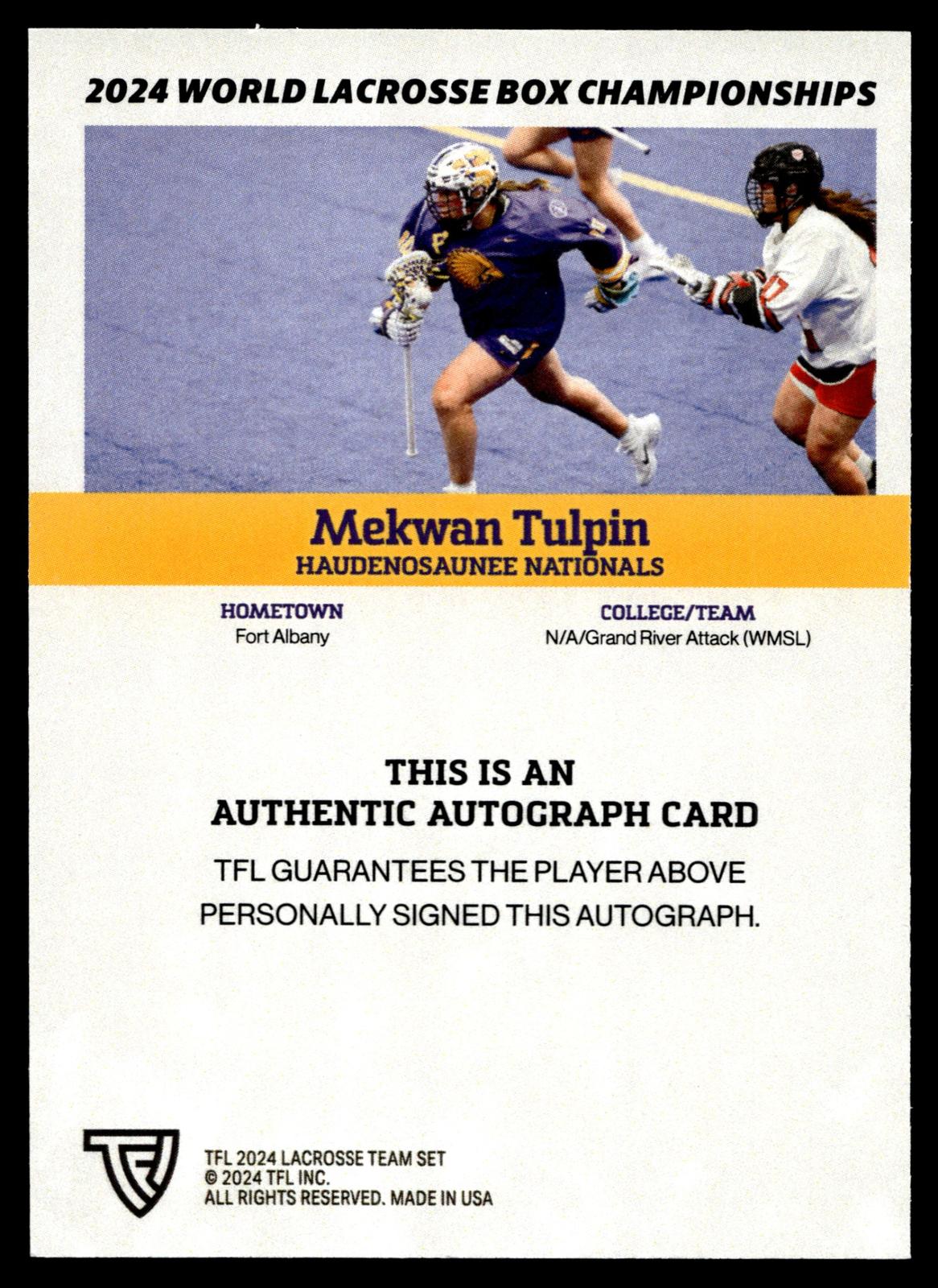 Mekwan Tulpin 2024 TFL WBLC Team Haudenosuanee Base Auto