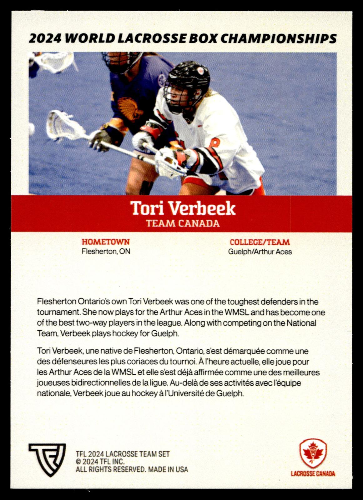 Tori Verbeek 2024 TFL WBLC Team Canada Silver 8/10
