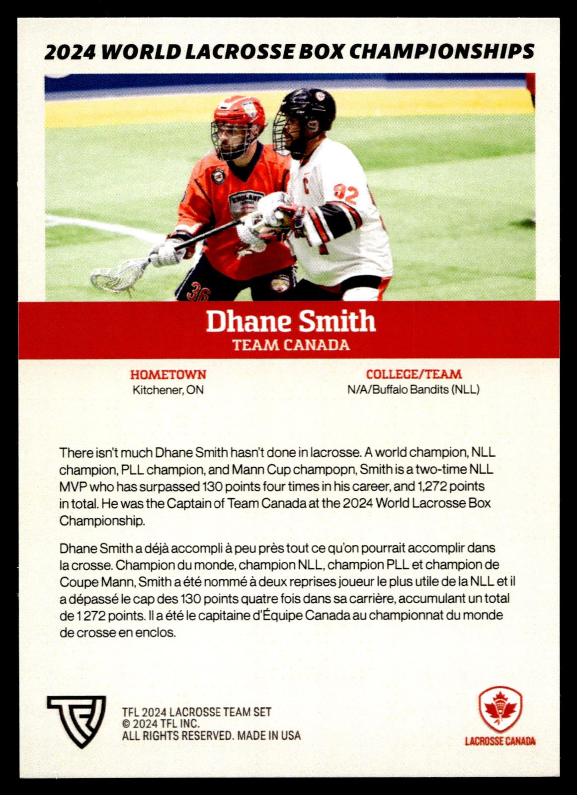 Dhane Smith 2024 TFL WBLC Team Canada Tie Dye