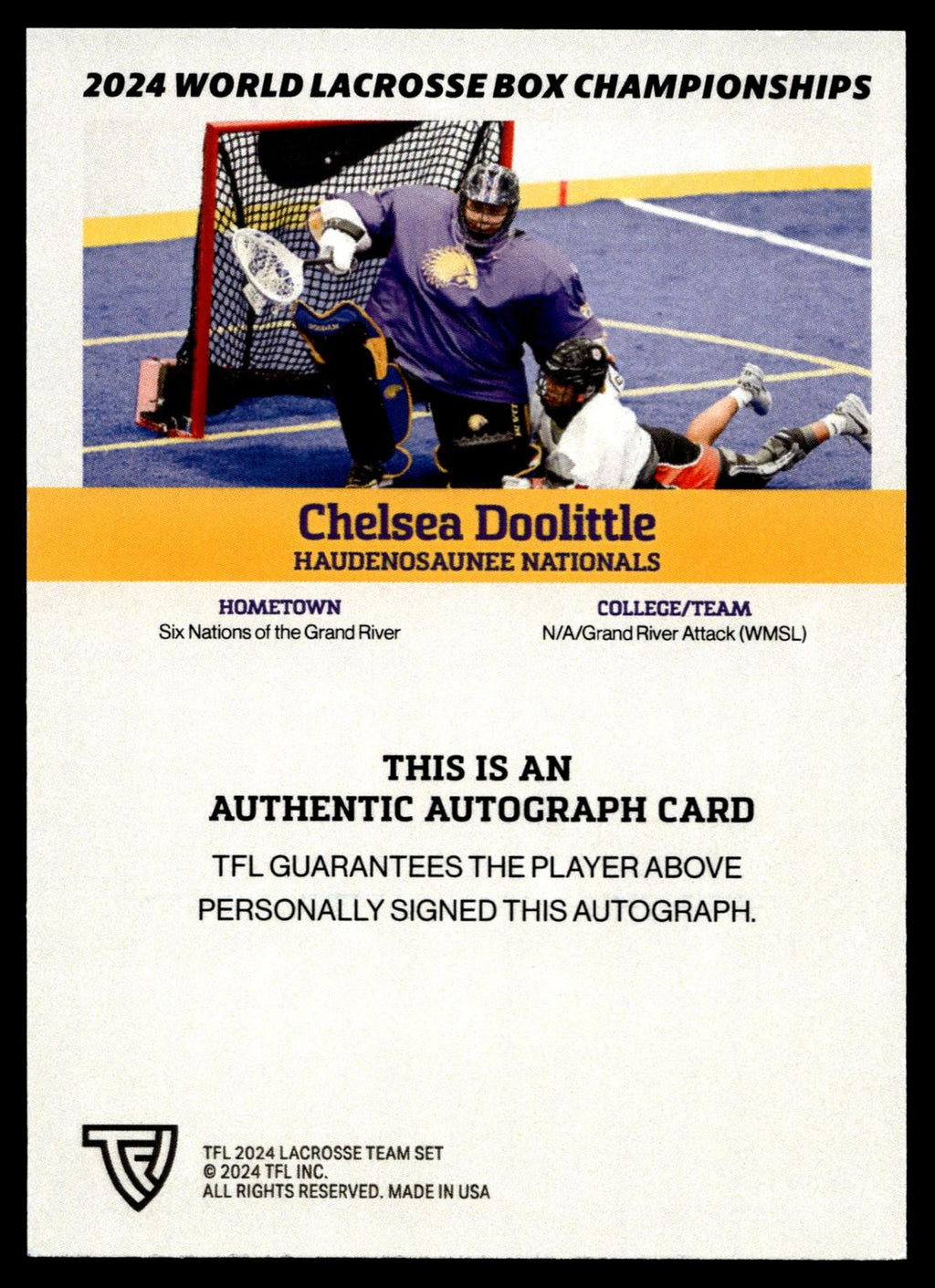 Chelsea Doolittle 2024 TFL WBLC Team Haudenosaunee Base Auto