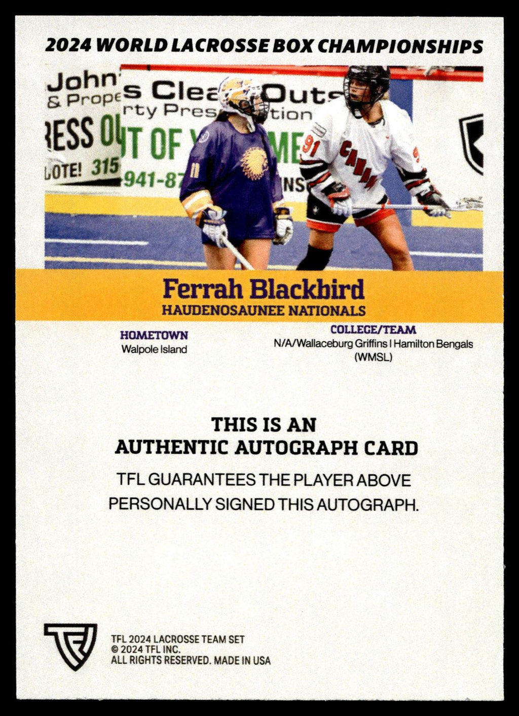 Ferrah Blackbird 2024 TFL WBLC Team Haudenosaunee Base Auto