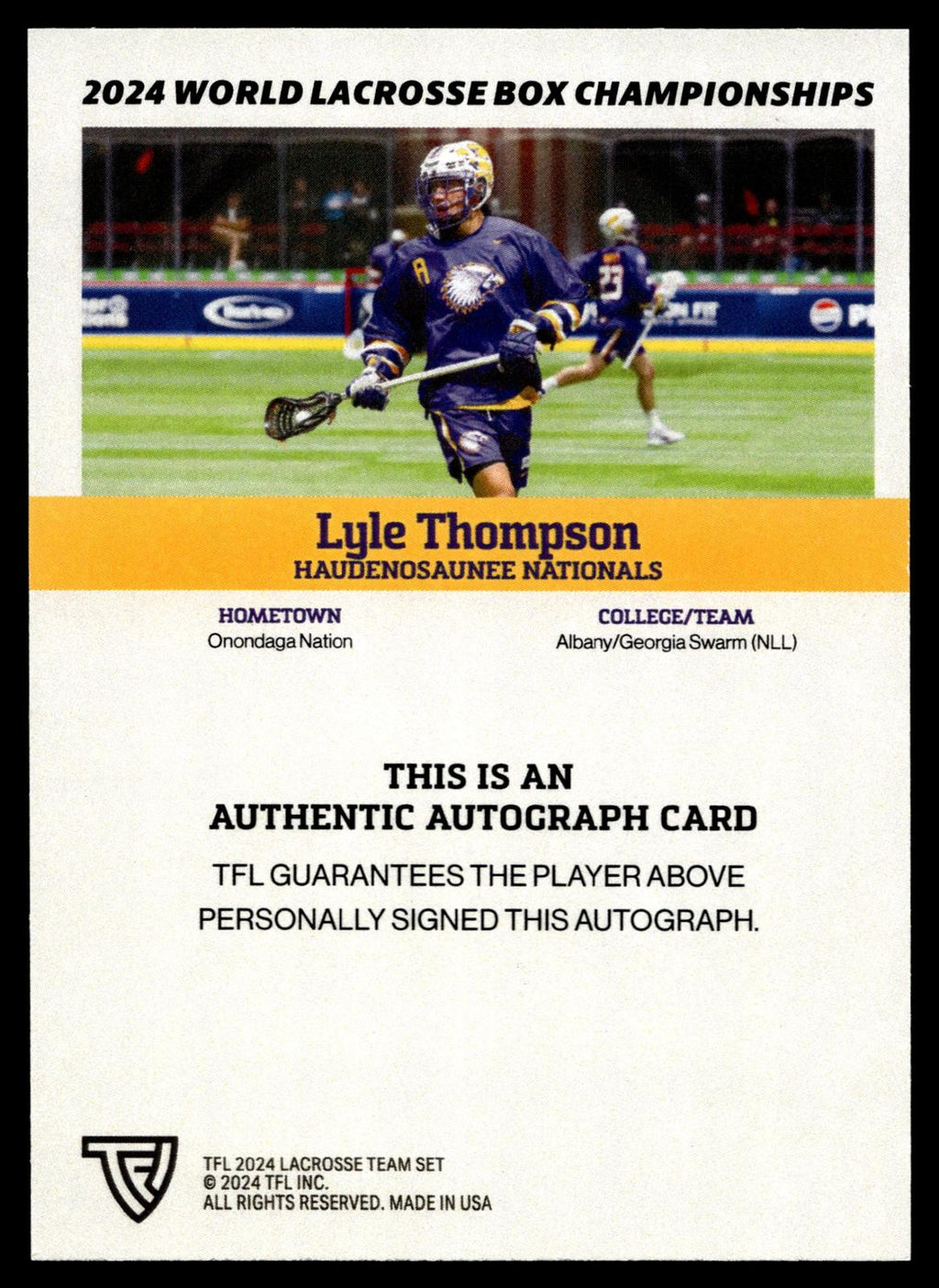 Lyle Thompson 2024 TFL WBLC Team Haudenosuanee Base Auto