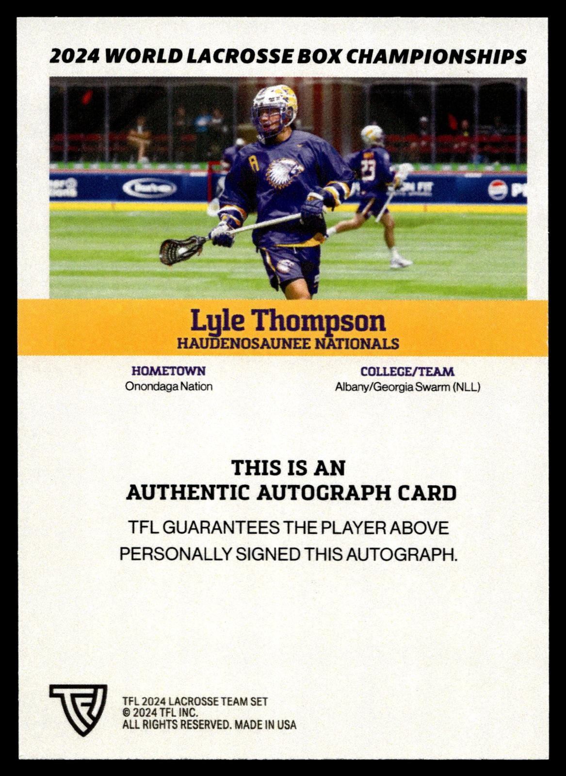 Lyle Thompson 2024 TFL WBLC Team Haudenosuanee Base Auto