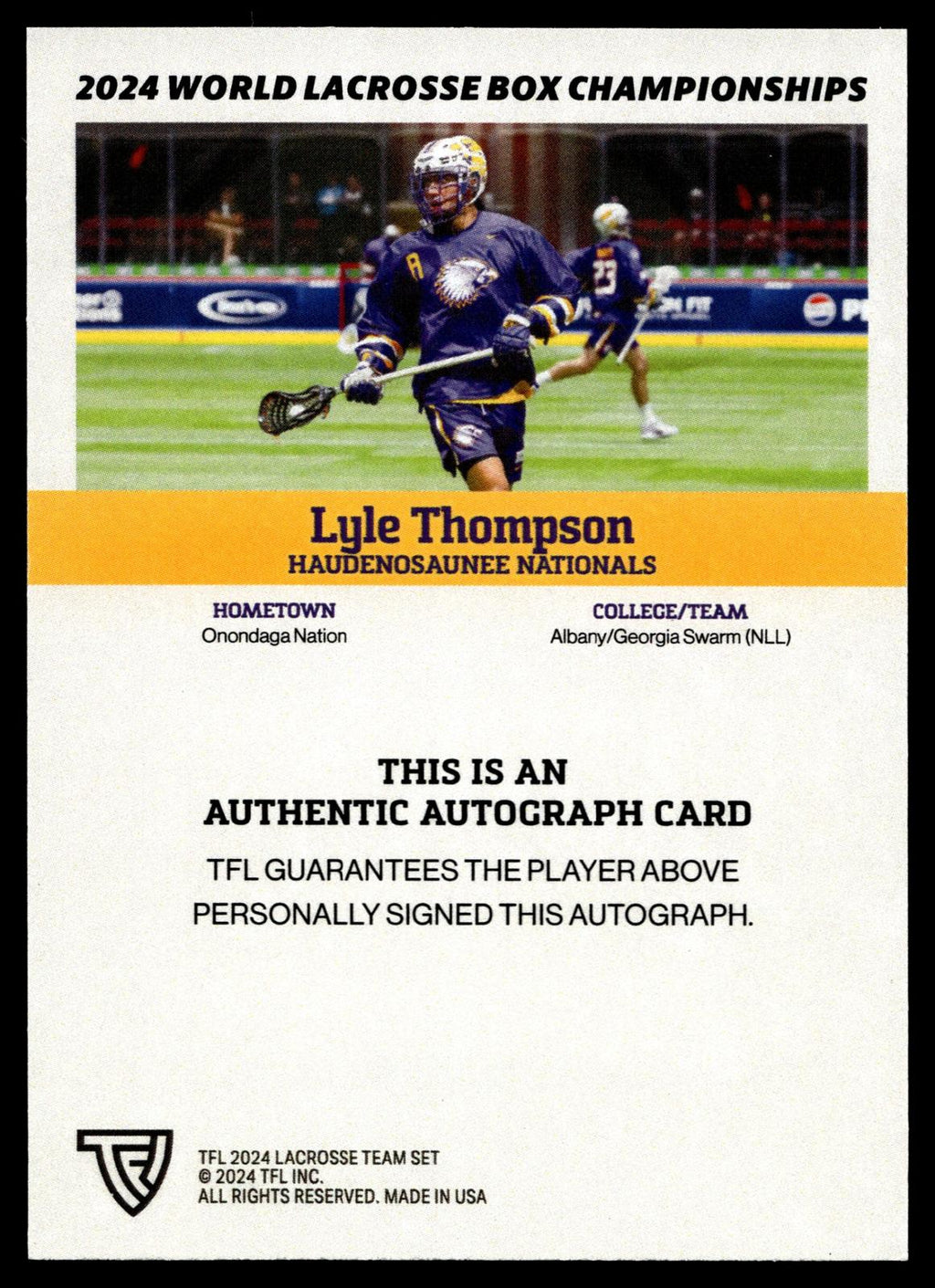 Lyle Thompson 2024 TFL WBLC Team Haudenosuanee Base Auto