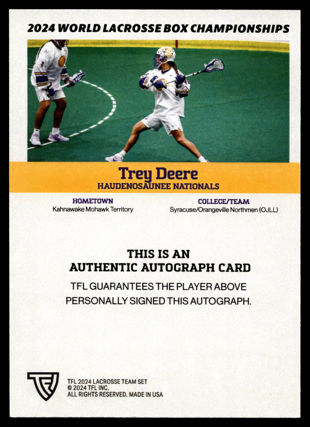 Trey Deere 2024 TFL WBLC Team Haudenosuanee Base Auto