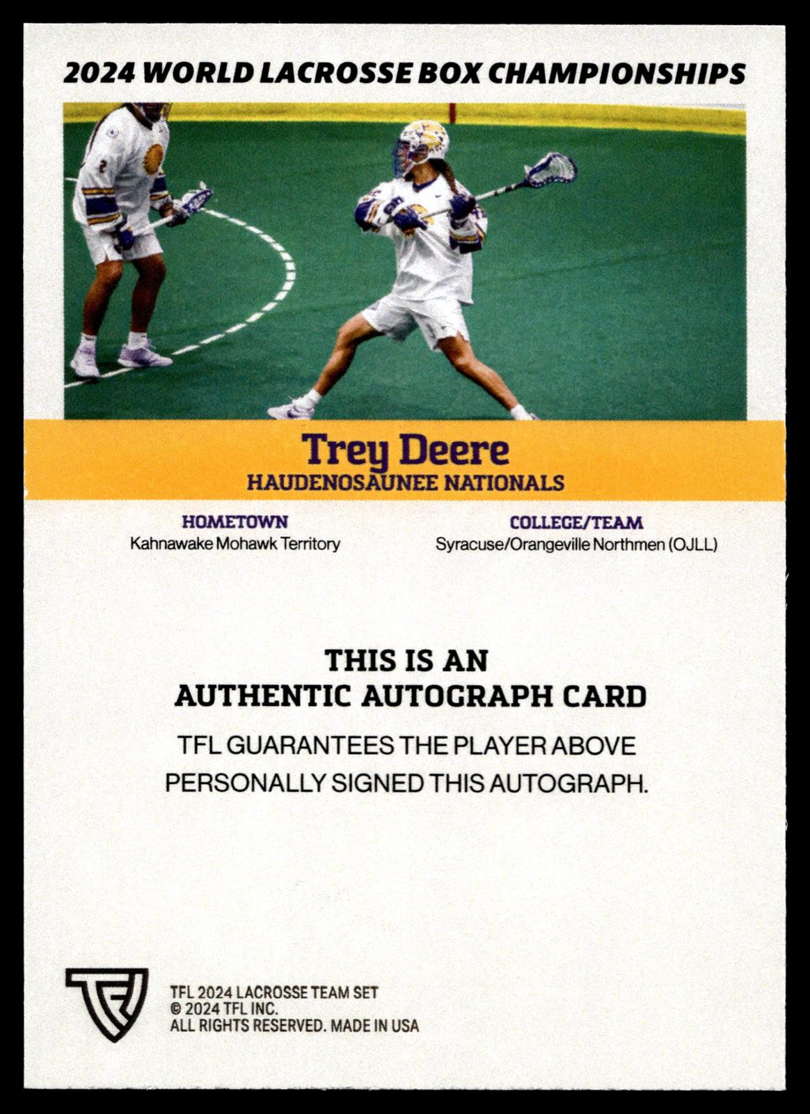 Trey Deere 2024 TFL WBLC Team Haudenosuanee Base Auto