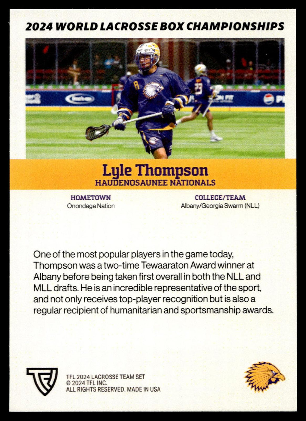 Lyle Thompson 2024 TFL WBLC Team Haudenosuanee Tie Dye