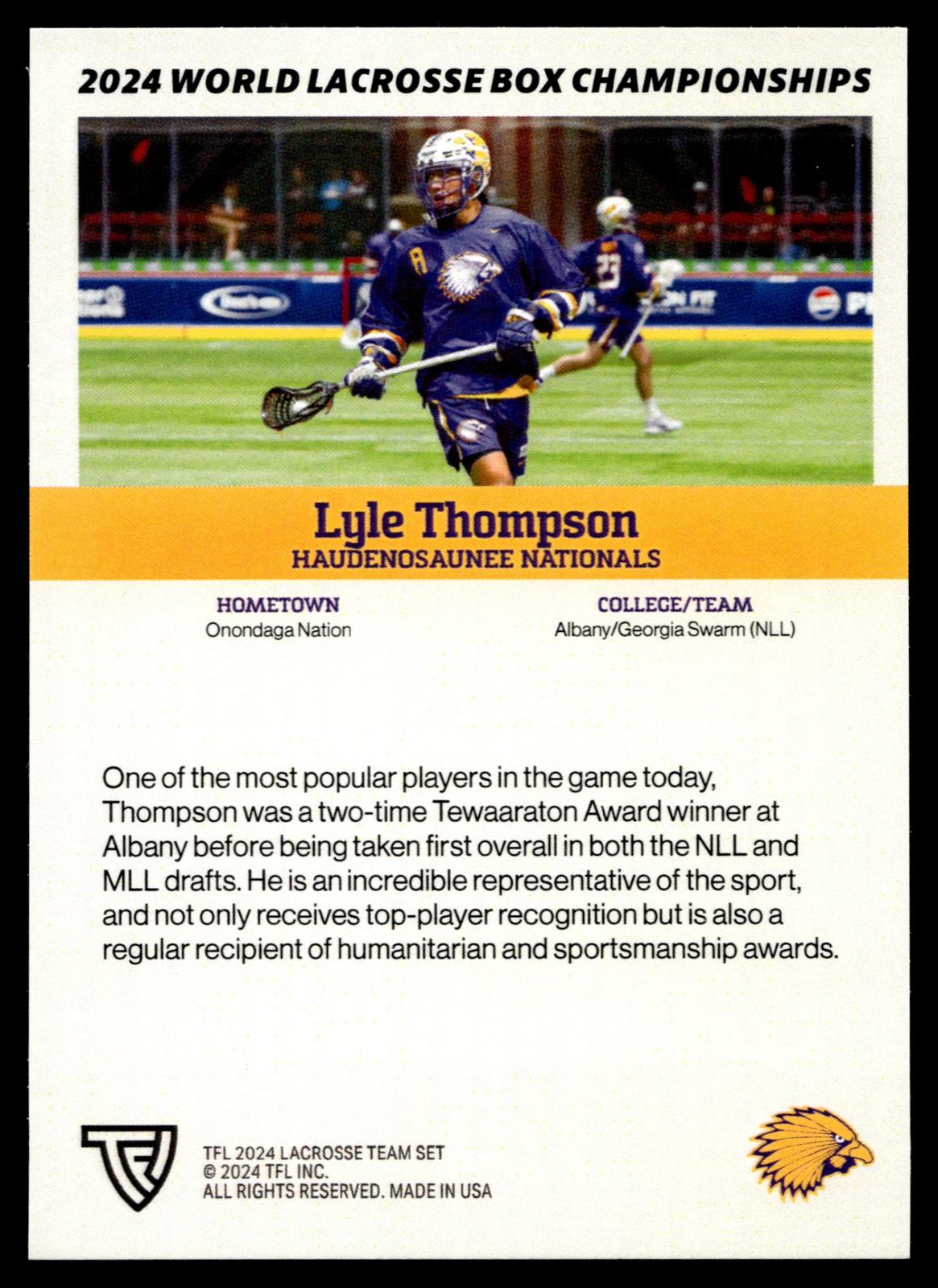 Lyle Thompson 2024 TFL WBLC Team Haudenosuanee Tie Dye