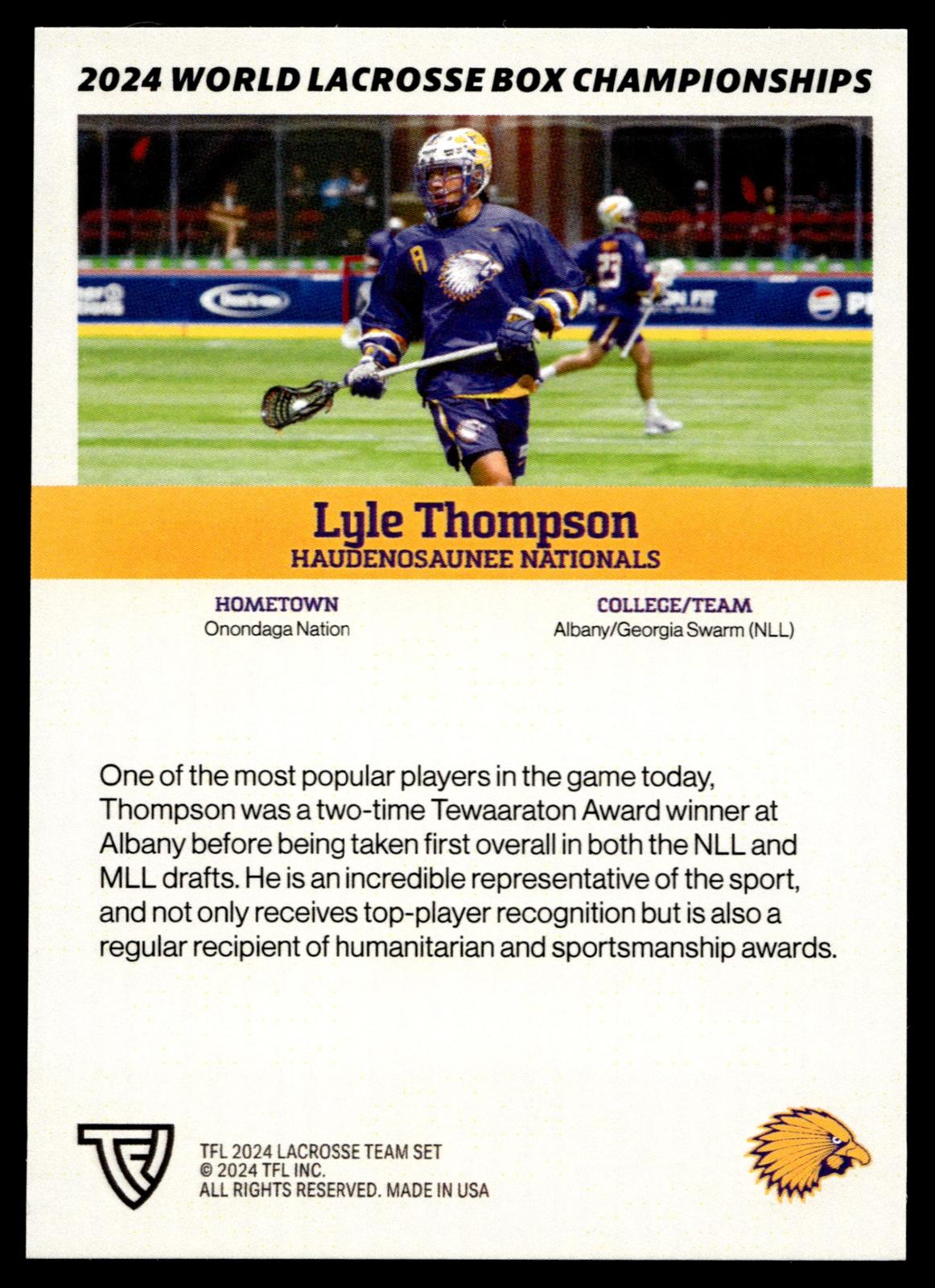 Lyle Thompson 2024 TFL WBLC Team Haudenosuanee Tie Dye