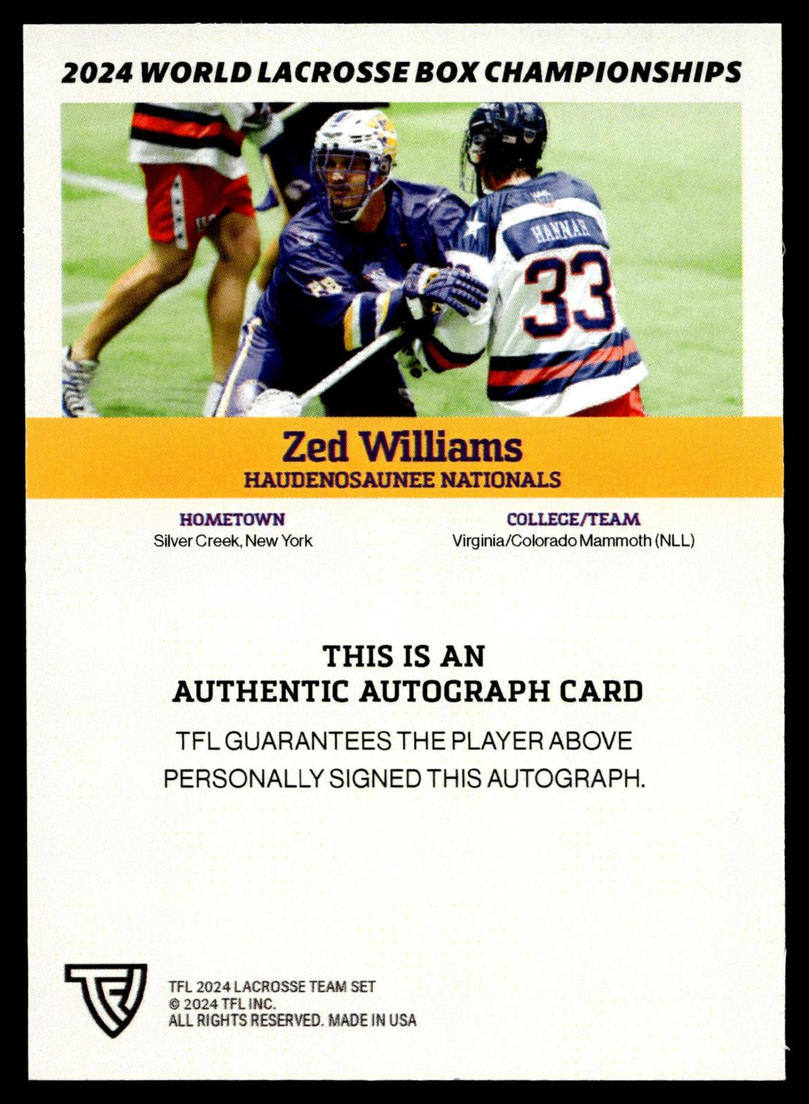 Zed Williams 2024 TFL WBLC Team Haudenosuanee Tie Dye Auto