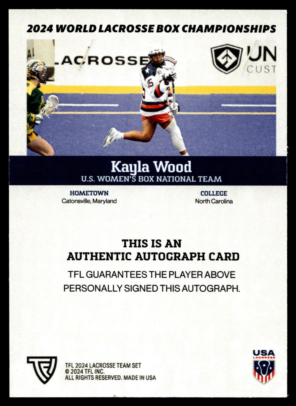 Kayla Wood 2024 TFL WBLC Team USA Base Auto