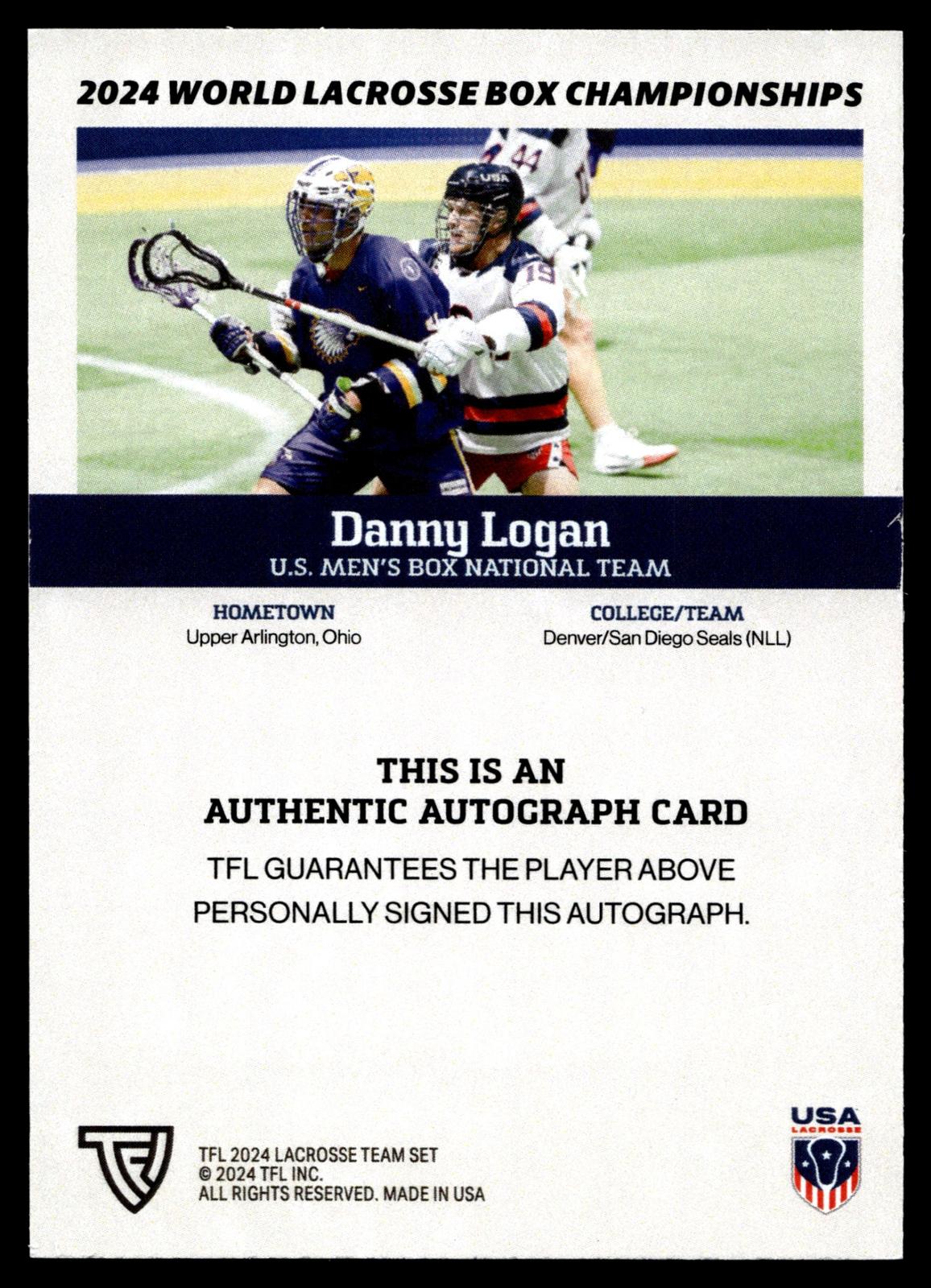 Danny Logan 2024 TFL WBLC Team USA Base Auto