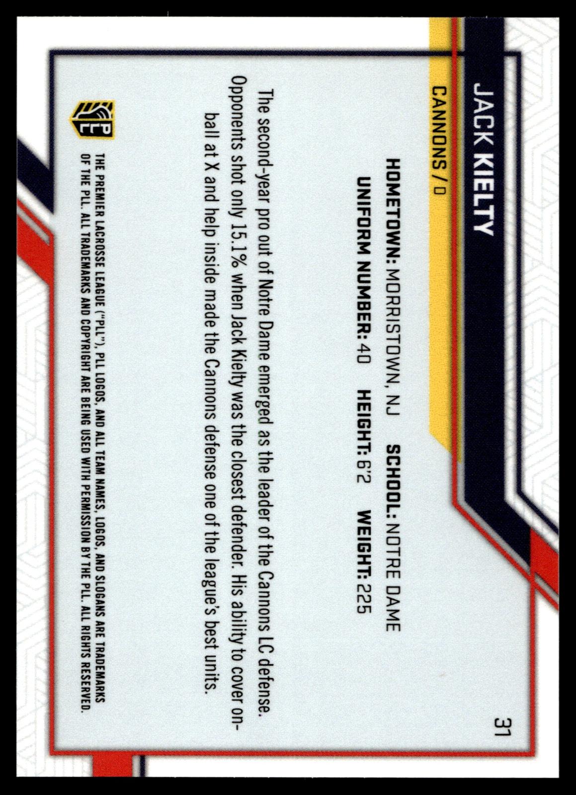 Jack Kielty 2023 PLL Snapshot Boston Cannons Blue 08/77 #31