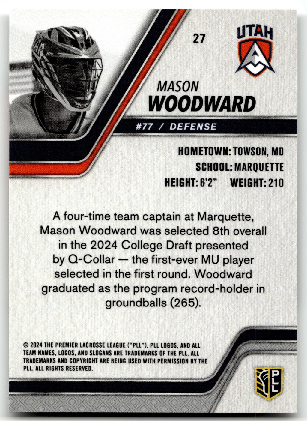 Mason Woodward 2024 PLL Release Utah Archers Base Auto #27