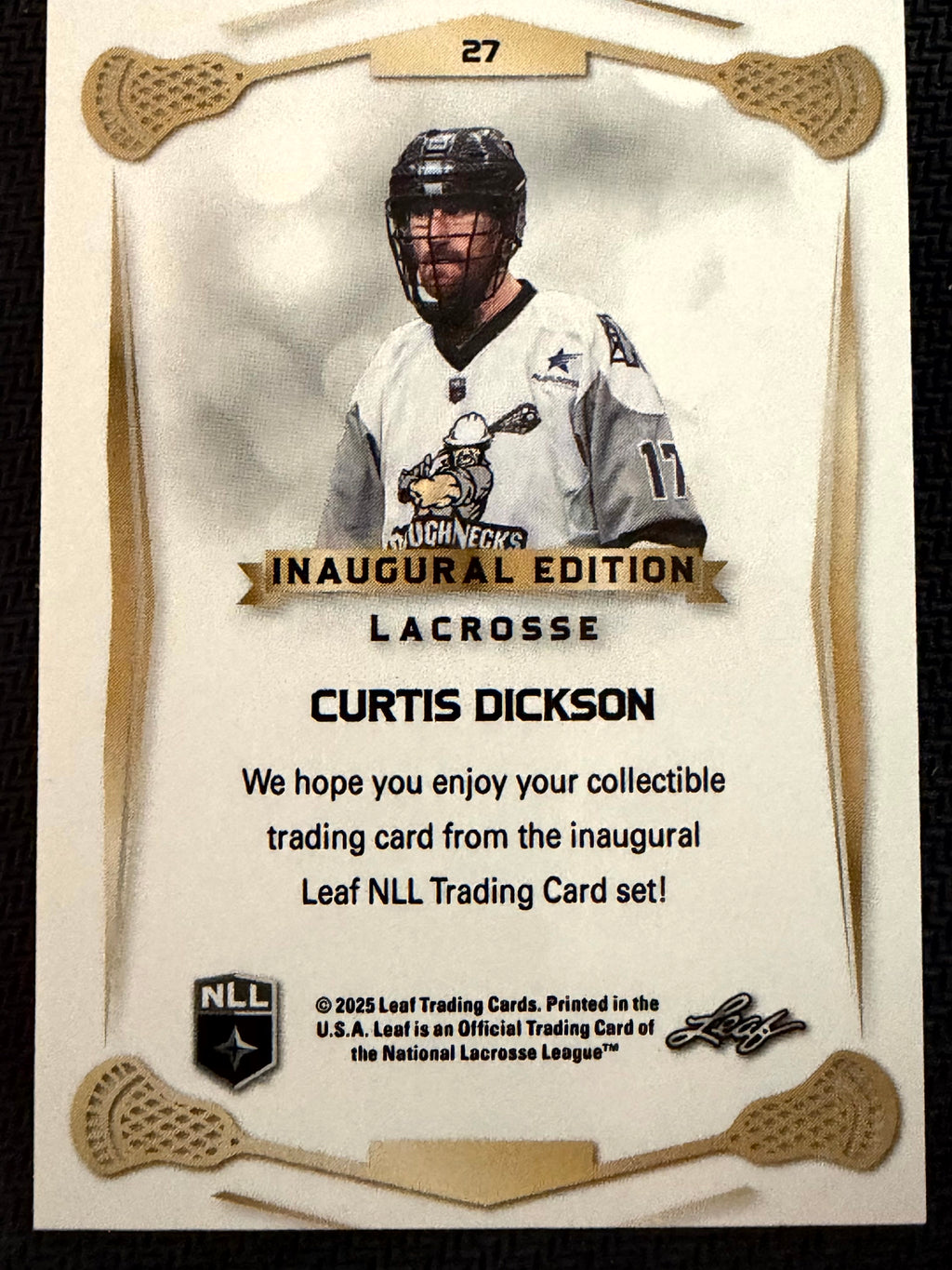 Curtis Dickson 2025 Leaf NLL Inaugural Calgary Roughnecks Rose Gold 23/50 #27