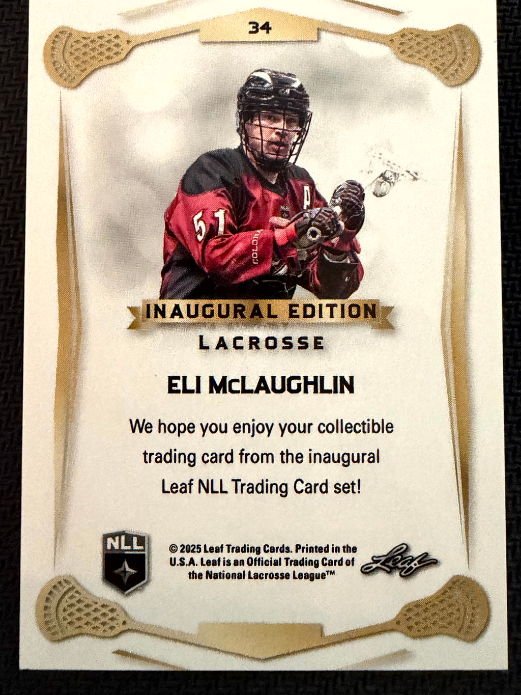 Eli McLaughlin 2025 Leaf NLL Inaugural Colorado Mammoth Rose Gold 43/50 #34