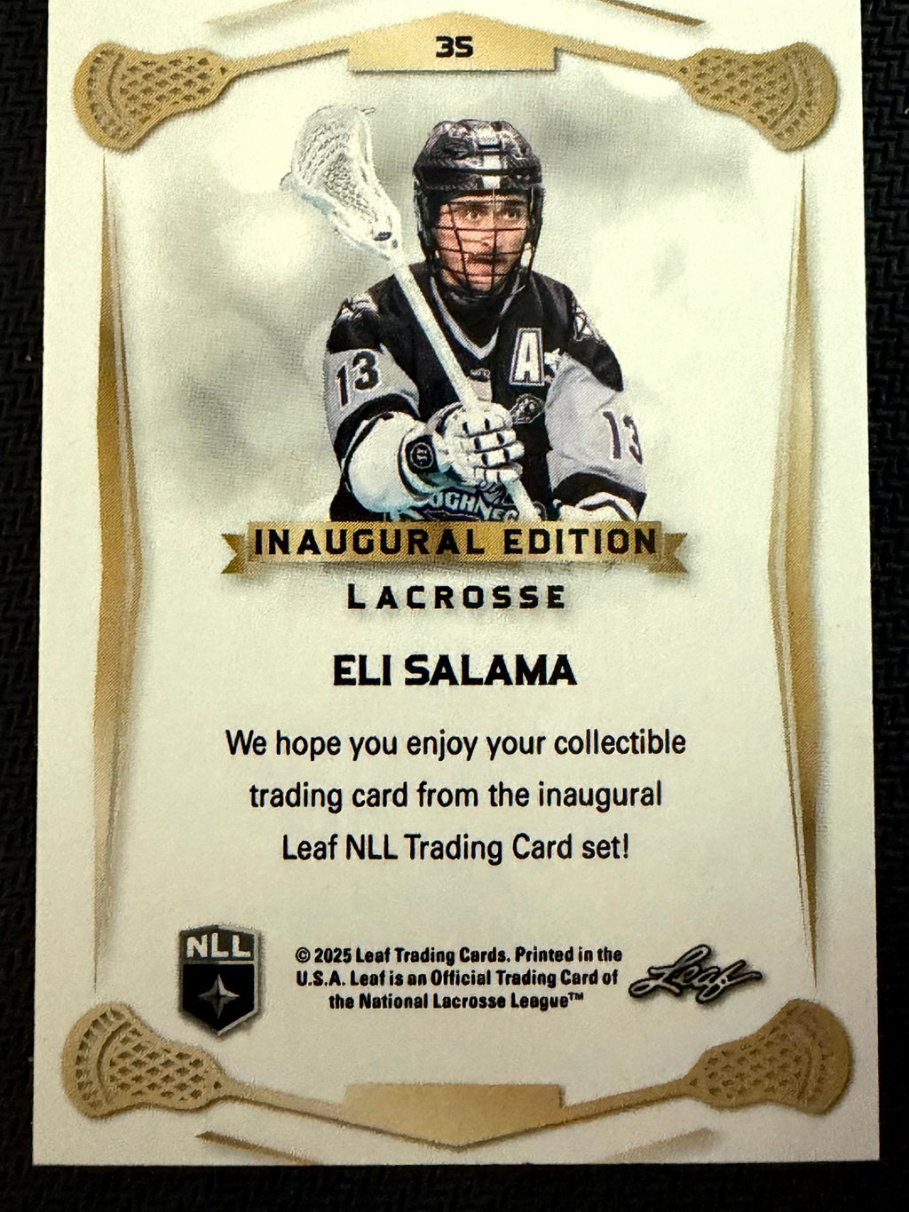Eli Salama 2025 Leaf NLL Inaugural Calgary Roughnecks Rose Gold 36/50 #35
