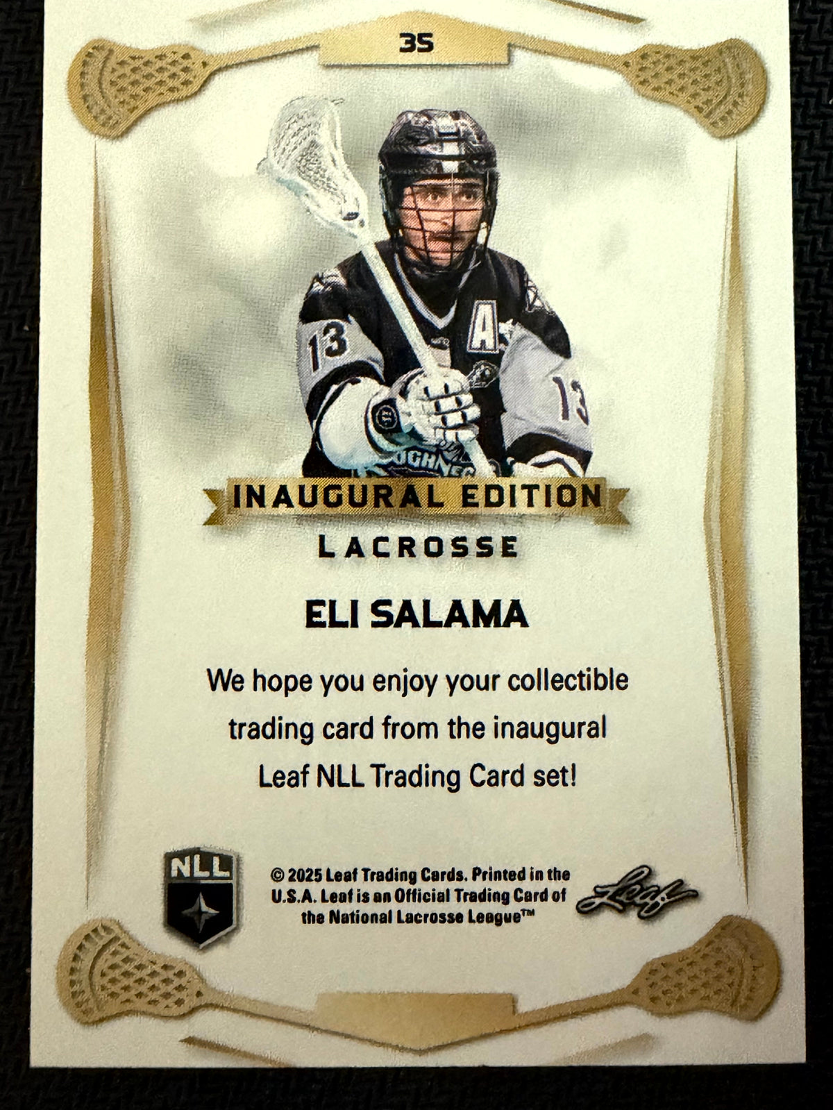 Eli Salama 2025 Leaf NLL Inaugural Calgary Roughnecks Rose Gold 36/50 #35