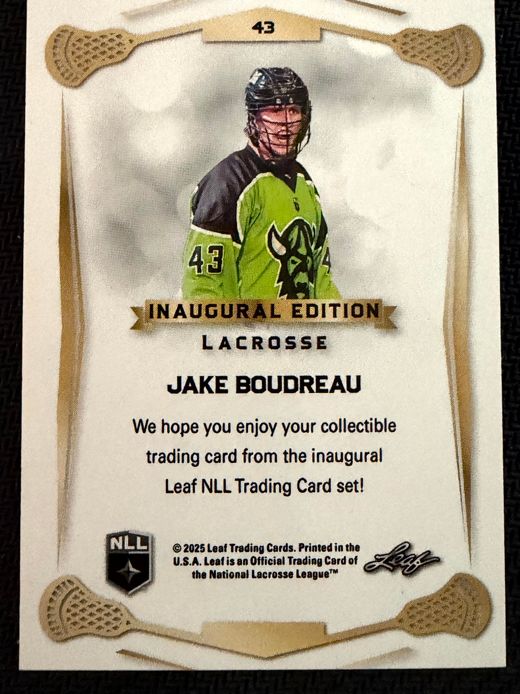 Jake Boudreau 2025 Leaf NLL Inaugural Saskatchewan Rush Rose Gold 49/50 #43