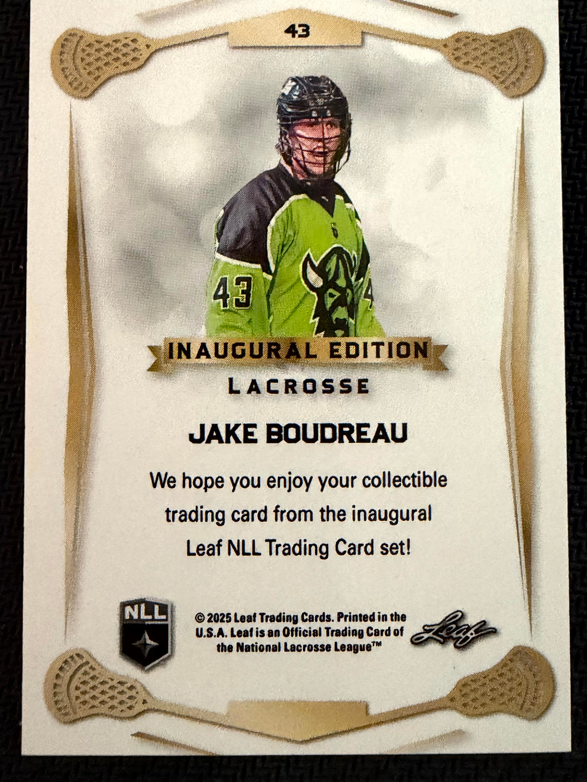 Jake Boudreau 2025 Leaf NLL Inaugural Saskatchewan Rush Rose Gold 49/50 #43