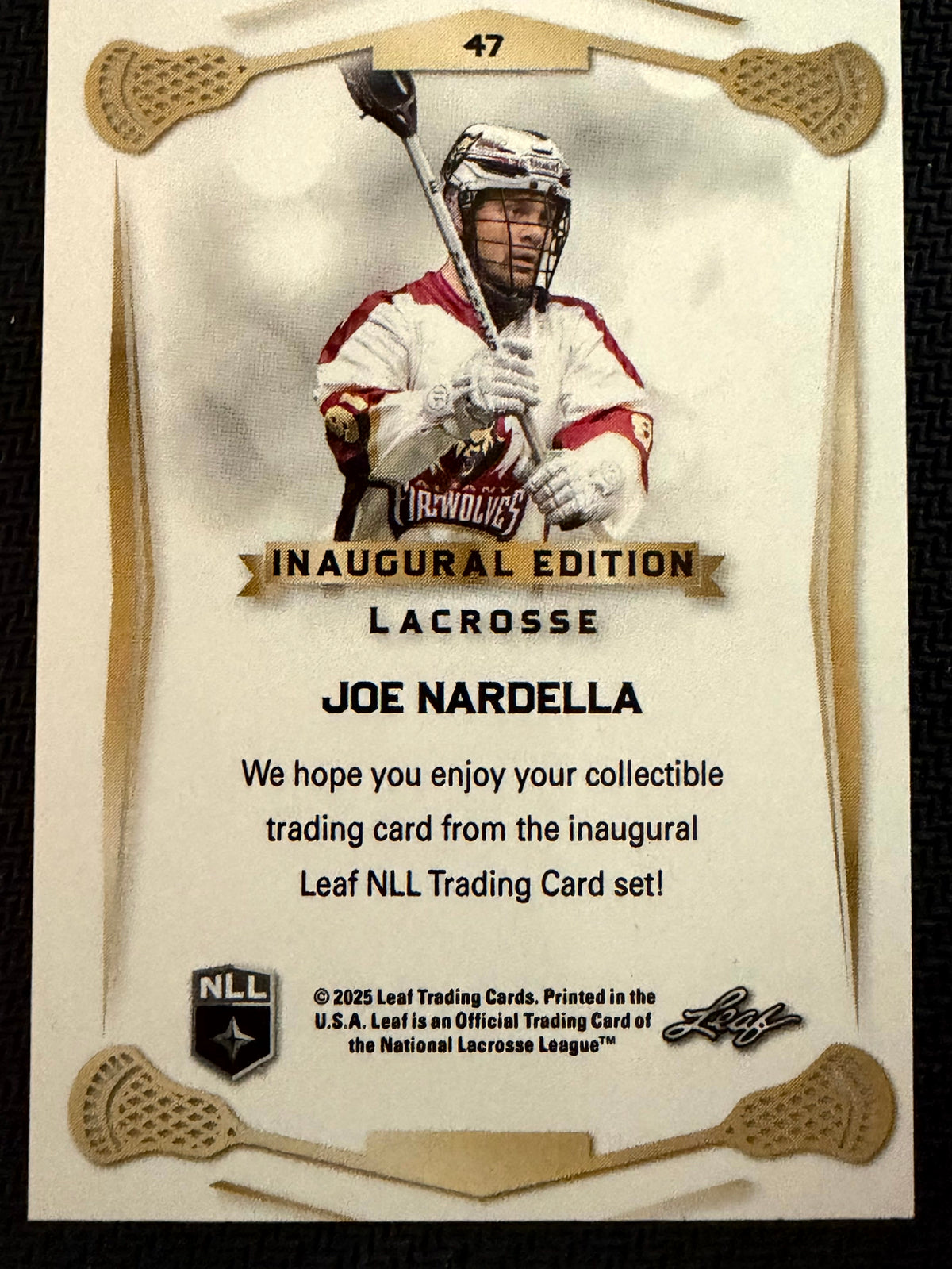Joe Nardella 2025 Leaf NLL Inaugural Albany Firewolves Rose Gold 41/50 #47
