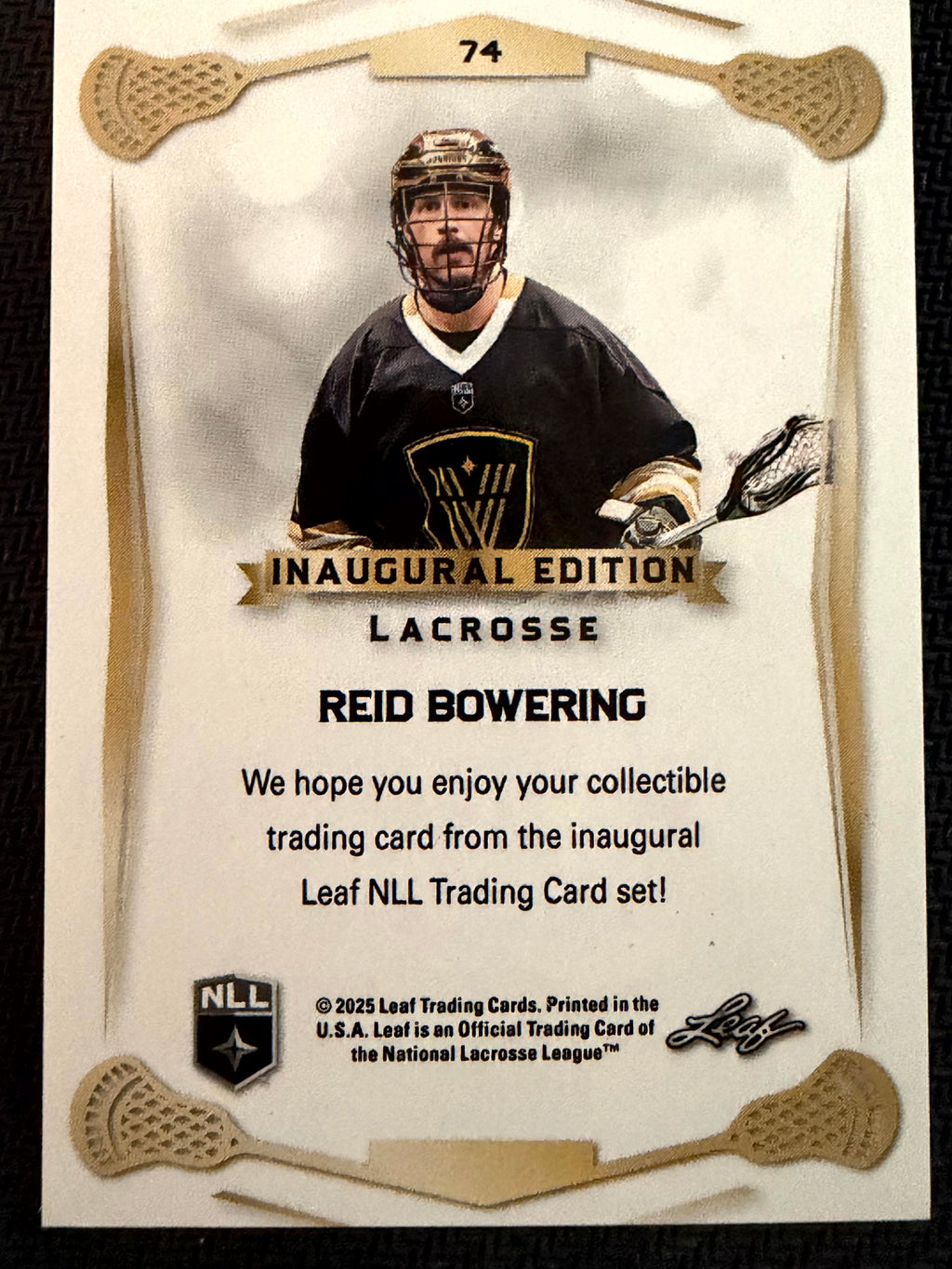 Reid Bowering 2025 Leaf NLL Inaugural Vancouver Warriors Rose Gold 26/50 #74