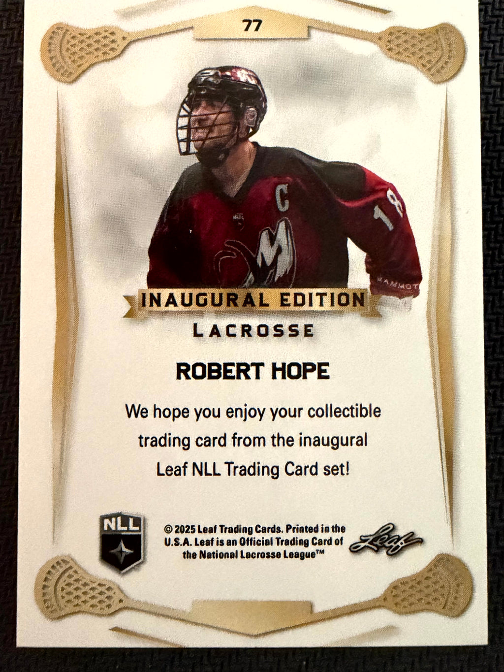 Robert Hope 2025 Leaf NLL Inaugural Colorado Mammoth Rose Gold 13/50 #77