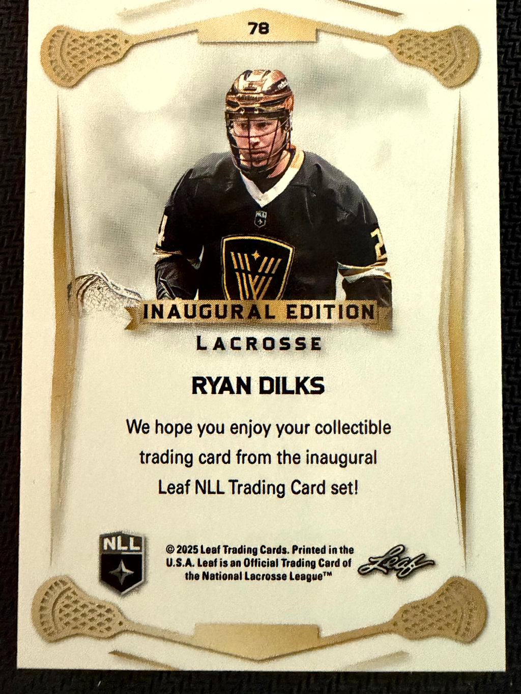 Ryan Dilks 2025 Leaf NLL Inaugural Vancouver Warriors Rose Gold 28/50 #78