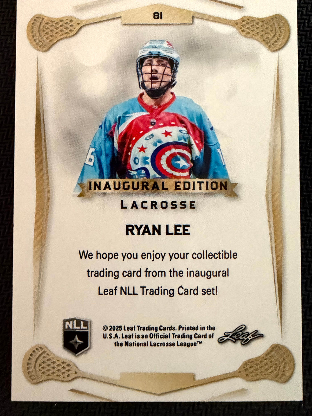 Ryan Lee 2025 Leaf NLL Inaugural Colorado Mammoth Rose Gold 36/50 #81