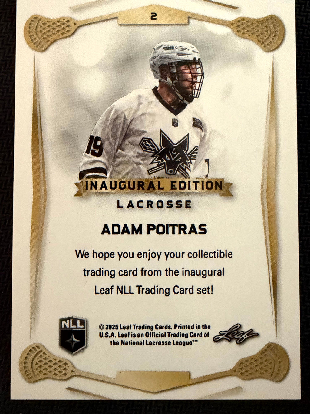 Adam Poitras 2025 Leaf NLL Inaugural Las Vegas Desert Dogs Rose Gold 28/50 #2
