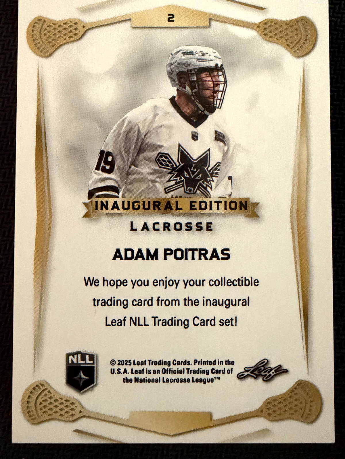 Adam Poitras 2025 Leaf NLL Inaugural Las Vegas Desert Dogs Rose Gold 28/50 #2