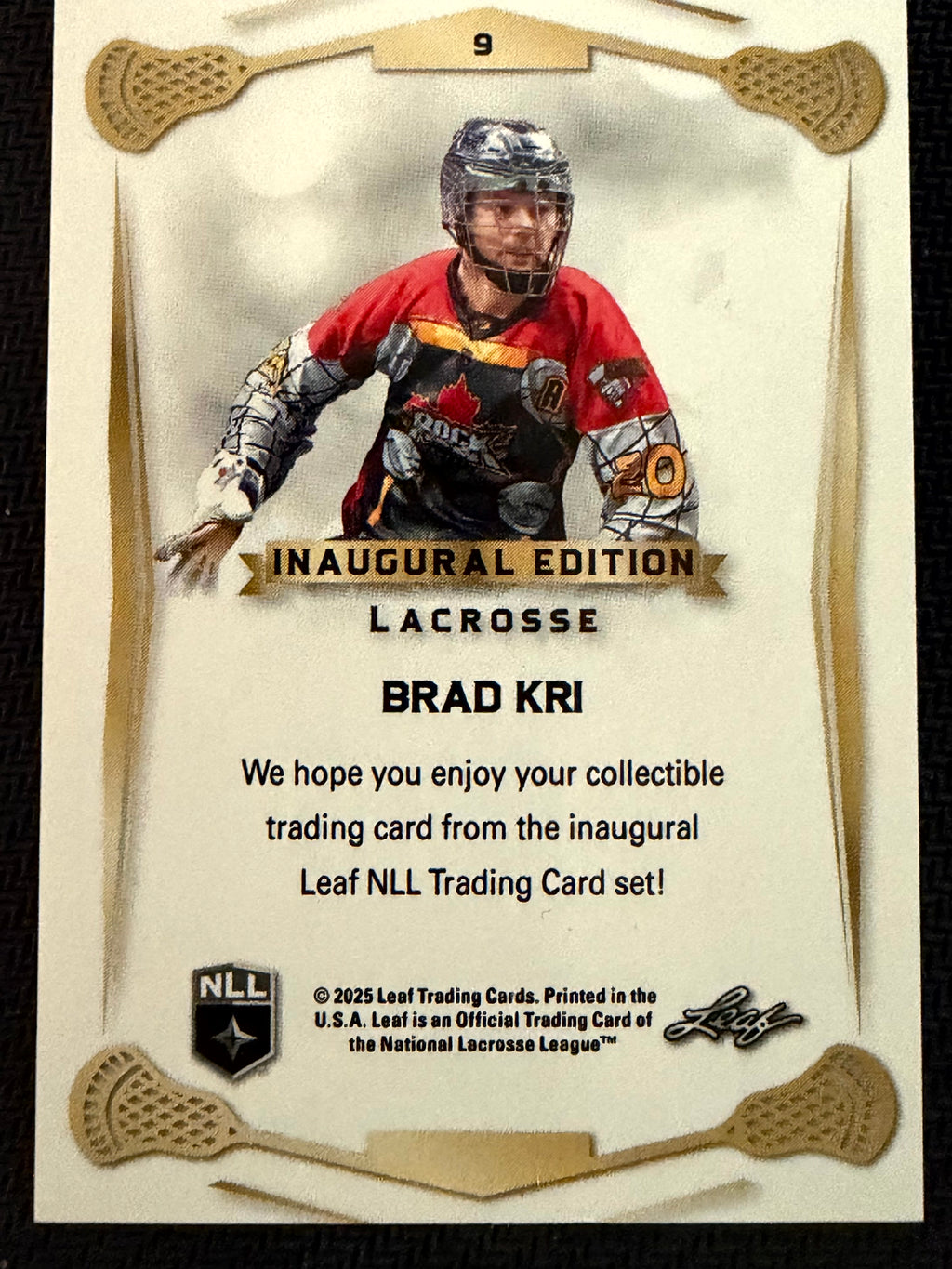 Brad Kri 2025 Leaf NLL Inaugural Toronto Rock Rose Gold 32/50 #9