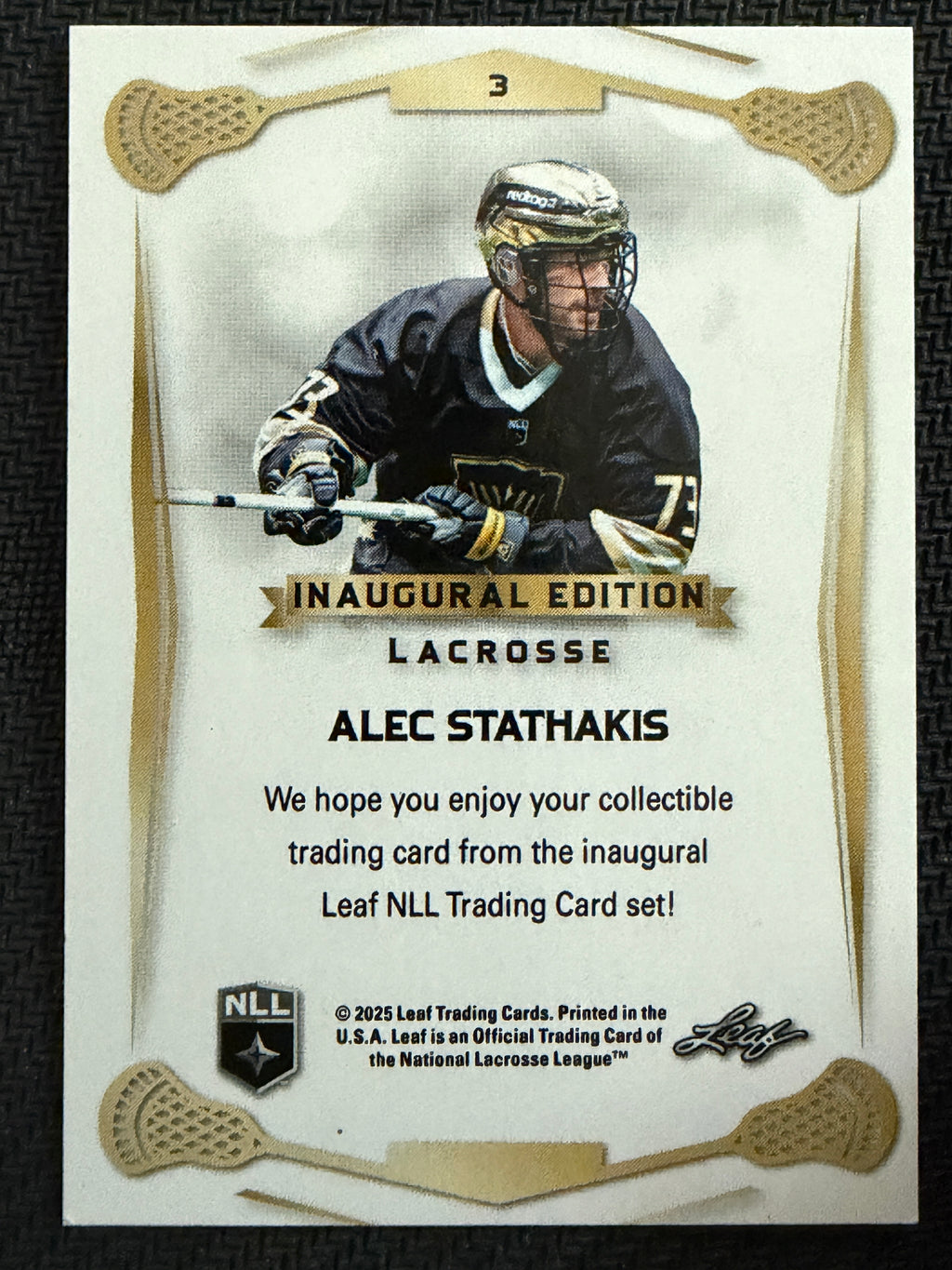Alec Stathakis 2025 Leaf NLL Inaugural Vancouver Warriors Rose Gold 47/50 #3