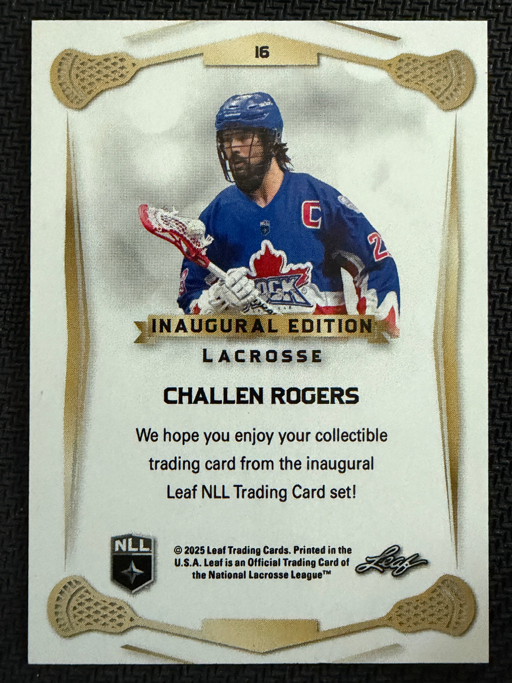 Challen Rogers 2025 Leaf NLL Inaugural Toronto Rock Rose Gold 27/50 #16