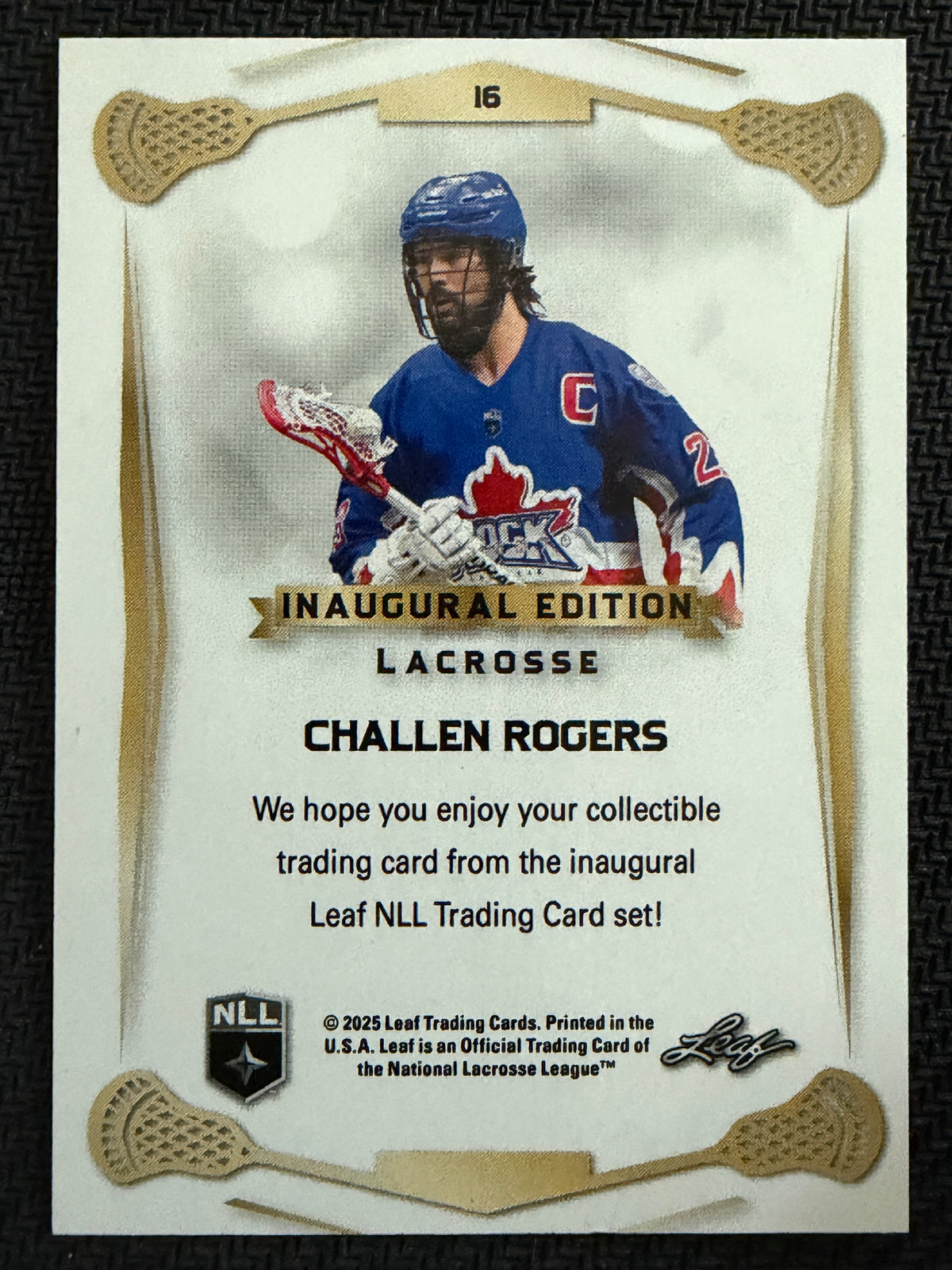 Challen Rogers 2025 Leaf NLL Inaugural Toronto Rock Rose Gold 27/50 #16